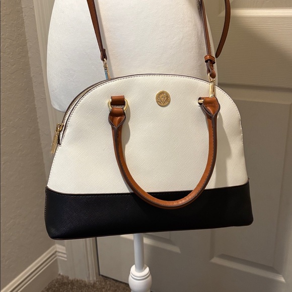 Anne Klein Beige and White Logo Satchel and Crossbody Bag Pre-loved Excellent - Picture 9 of 9